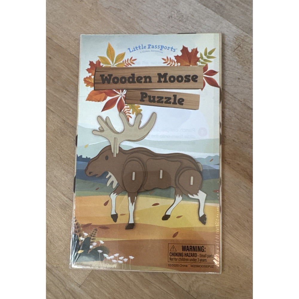 2020 Little Passports Wooden Moose Puzzle New Sealed For 3 Yrs +